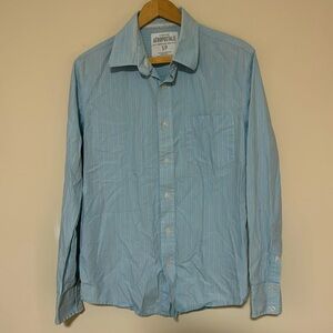 ✅ AEROPOSTALE Long Sleeve Button Down Pinstripe Collared Shirt 100% Cotton -Blue